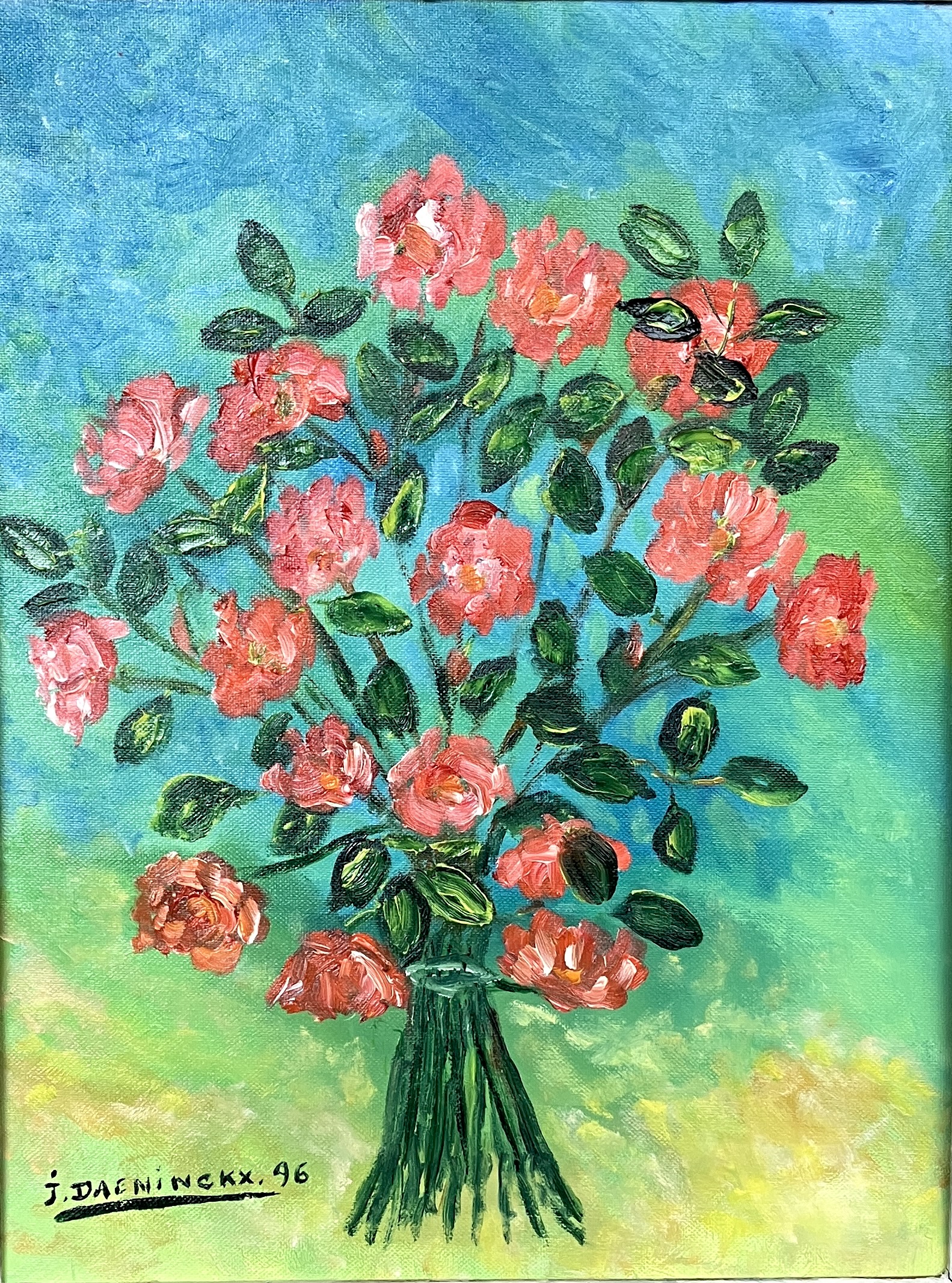 Bouquet sur fond vert